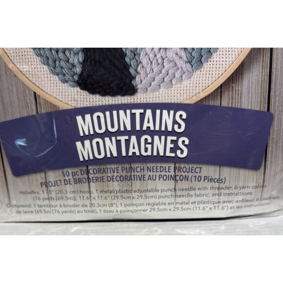 Leisure Arts Punch Needle Kit Mountains Blue Grey White Decorative Hoop & Needle - Picture 3 of 5